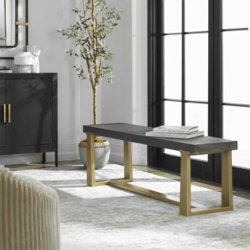 Voyage Brass And Wood Bench
