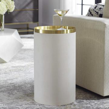 Circuit Brass & White Accent Table