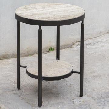 Dauntless Travertine Side Table