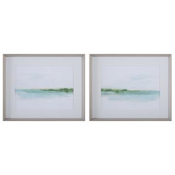  Green Ribbon Coast Framed Prints Set/2