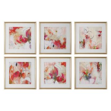 Fresh Start Red Abstract Prints, Set of 6