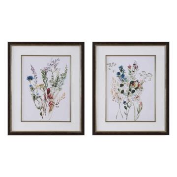 Delicate Flowers Framed Prints, Set of 2
