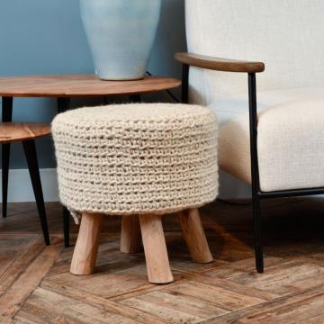 Nomad Natural Knitted Stool Wool & Eucalyptus