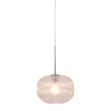 Fluted Glass & Silver Pendant Light