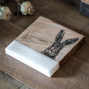 Hare Coasters White Marble (Set of 4) 