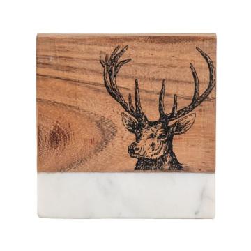 Stag Coasters White Marble (Set of 4)