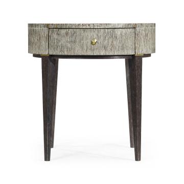 Geometric Circular Dark French Oak End Table with Drawer