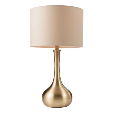 Kington Table Lamp in Brass & Taupe