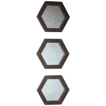 Oakey Faux Concrete Hexagon Mirror Set