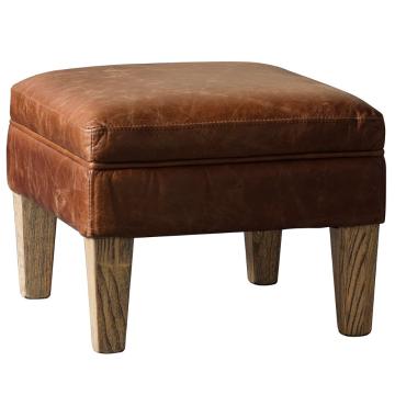 Ealing Footstool in Vintage Brown Leather