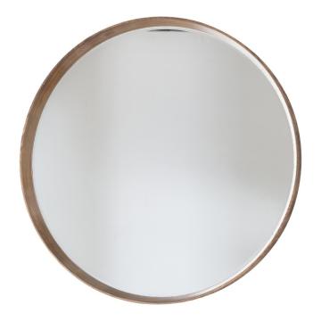 Small Hanstone Wooden Round Mirror - Oak