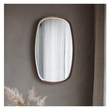 Hanstone Mirror with Wooden Frame - Walnut