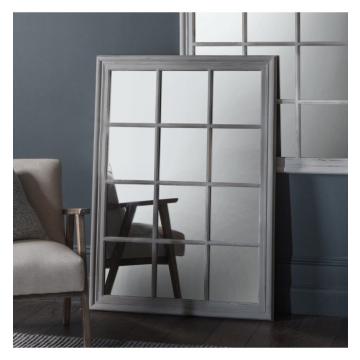 Meadow Large Window Style Mirror - Distressed Grey