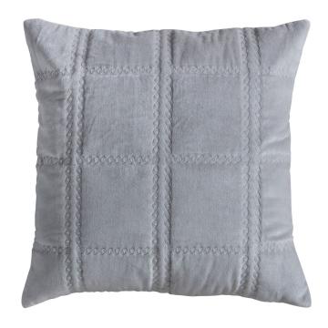 Julian Quilted Velvet Cushion in Grey