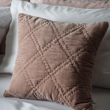 Julian Quilted Velvet Cushion in Blush