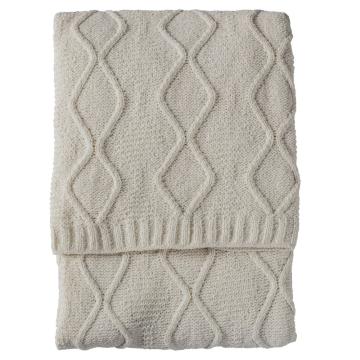 Aurelia Chenille Cable Knit Throw in Cream