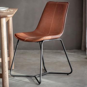 Industrial Dining Chair in Brown Set of 2