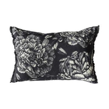 Flourish Black Floral Lumbar Cushion