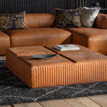 Liverpool Brown Leather Ottoman