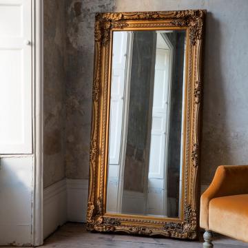 Gloucester Carved Floor Mirror - Gold