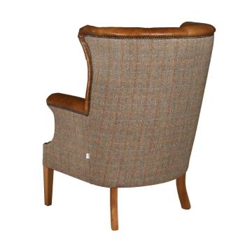 Winchester Chair Leather and Harris Tweed