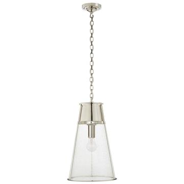 Robinson Large Pendant | Polished Nickel & Seeded Glass