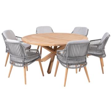 Sempre 6 Seat Outdoor Dining Set with Prado Table and Lazy Susan