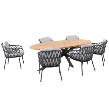 Outdoor Calpi 6 Seat Dining Set with Ellipse 240cm Table