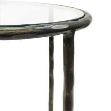 Patterdale Hand Forged Iron Side Table with Glass Top Bronze