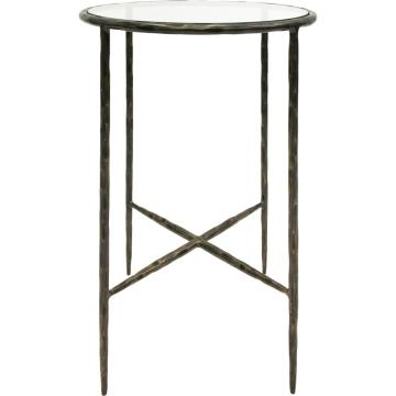 Patterdale Hand Forged Iron Side Table with Glass Top Bronze