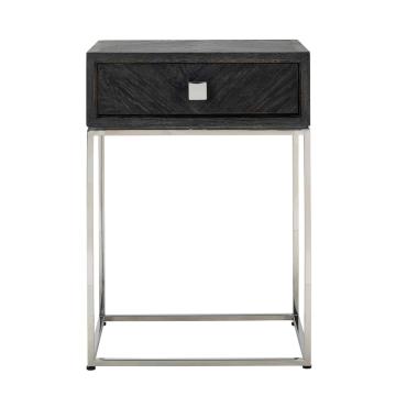 Blackbone Black & Silver Bedside Table