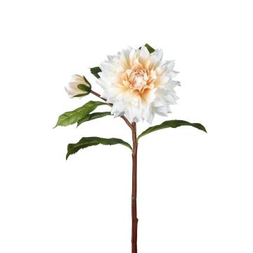 Artificial Dahlia Stem White/Peach 76cm