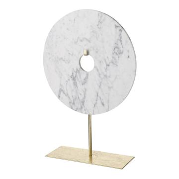 Disc On Stand Marble White H.43cm