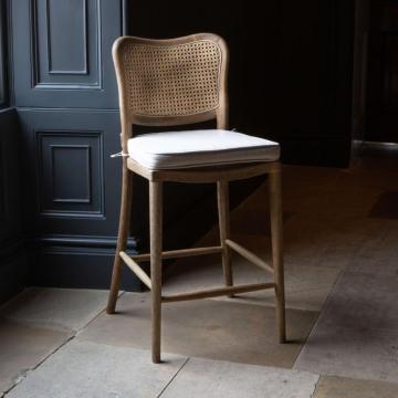 Anouk Barstool with Upholstered Seat Pad - Natural Linen - Set of 2