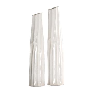  Kenley Crackled White Vases S/2