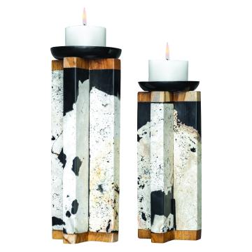  Illini Stone Candleholders, S/2