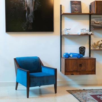 Blue Velvet Club Lounge Chair