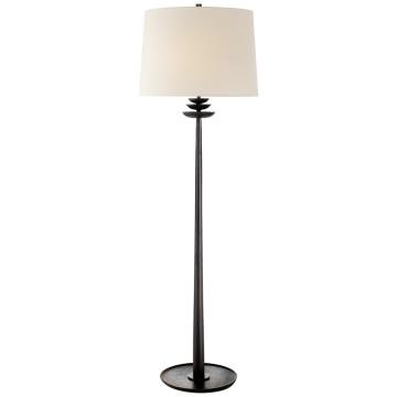 Beaumont Floor Lamp in Aged Iron with Linen Shade
