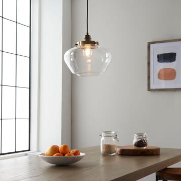 Eden Clear Glass Pendant in Brass