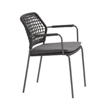 Barista Stacking Outdoor Dining Chair with Cushion Set of 6 | Anthracite