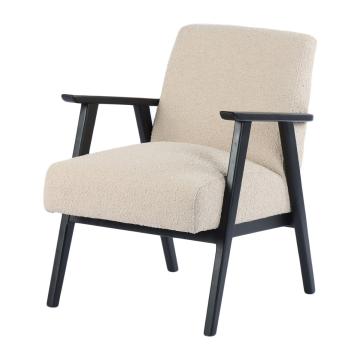 Hereford Mid Century Style Armchair in Black/Taupe Boucle