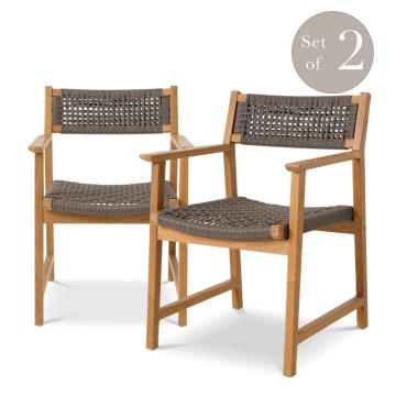 Outdoor Dining Chair Cancun - Natural Teak |Set of 2