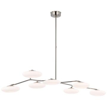 Brindille XL Articulating Linear Chandelier in Polished Nickel with White Glass