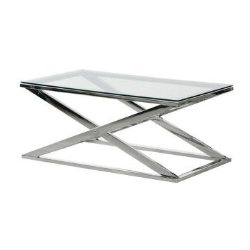 Coffee Table Stainless Steel X-Frame