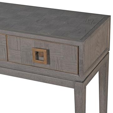 Pavilion Chic Console Table Astor Squares Oak with Drawers