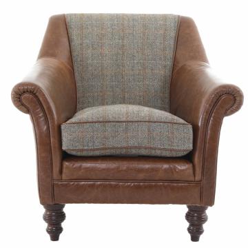 Dalmore Accent Chair in Bracken Herringbone & Galveston Bark