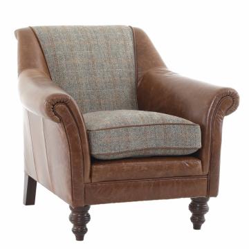 Dalmore Accent Chair in Bracken Herringbone & Galveston Bark