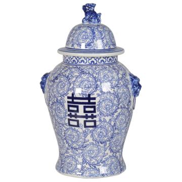 Chinoiserie Large Blue & White Temple Jar