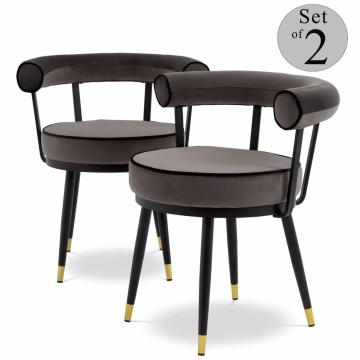 Dining Chair Vico savona grey velvet set of 2