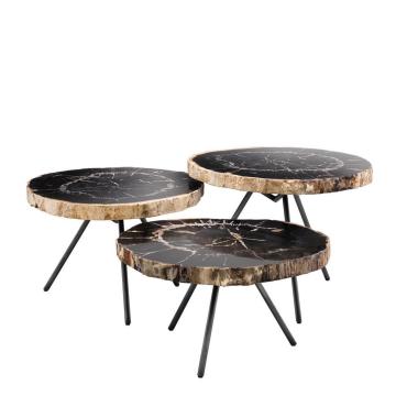 Eichholtz Coffee Table De Soto Set of 3 - Dark Wood